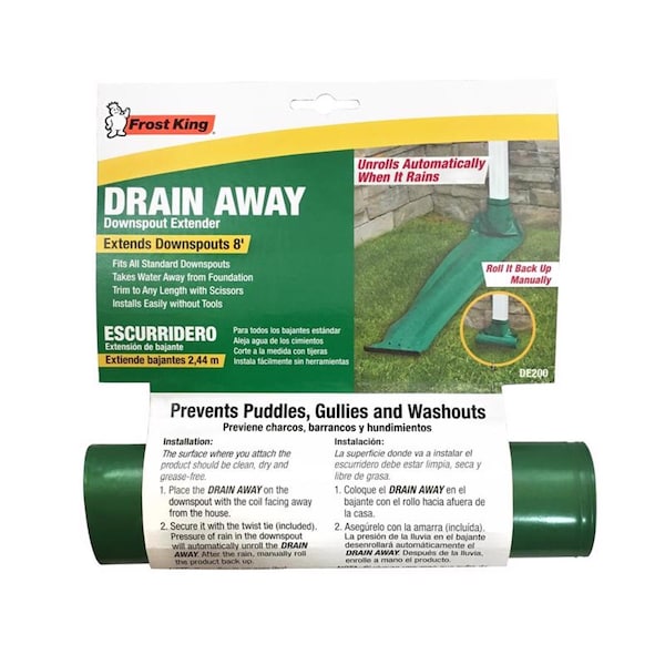 Frost King Drain Away 0.1 in. H X 7.25 in. W X 8 ft. L Green Vinyl Downspout Extension DE200 - main